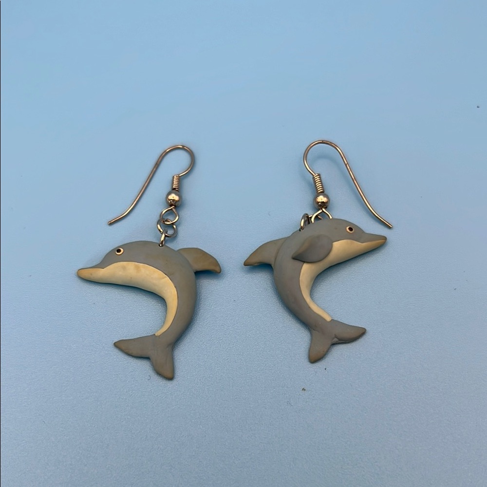 51 Wooden Dolphin Shaped Earrings